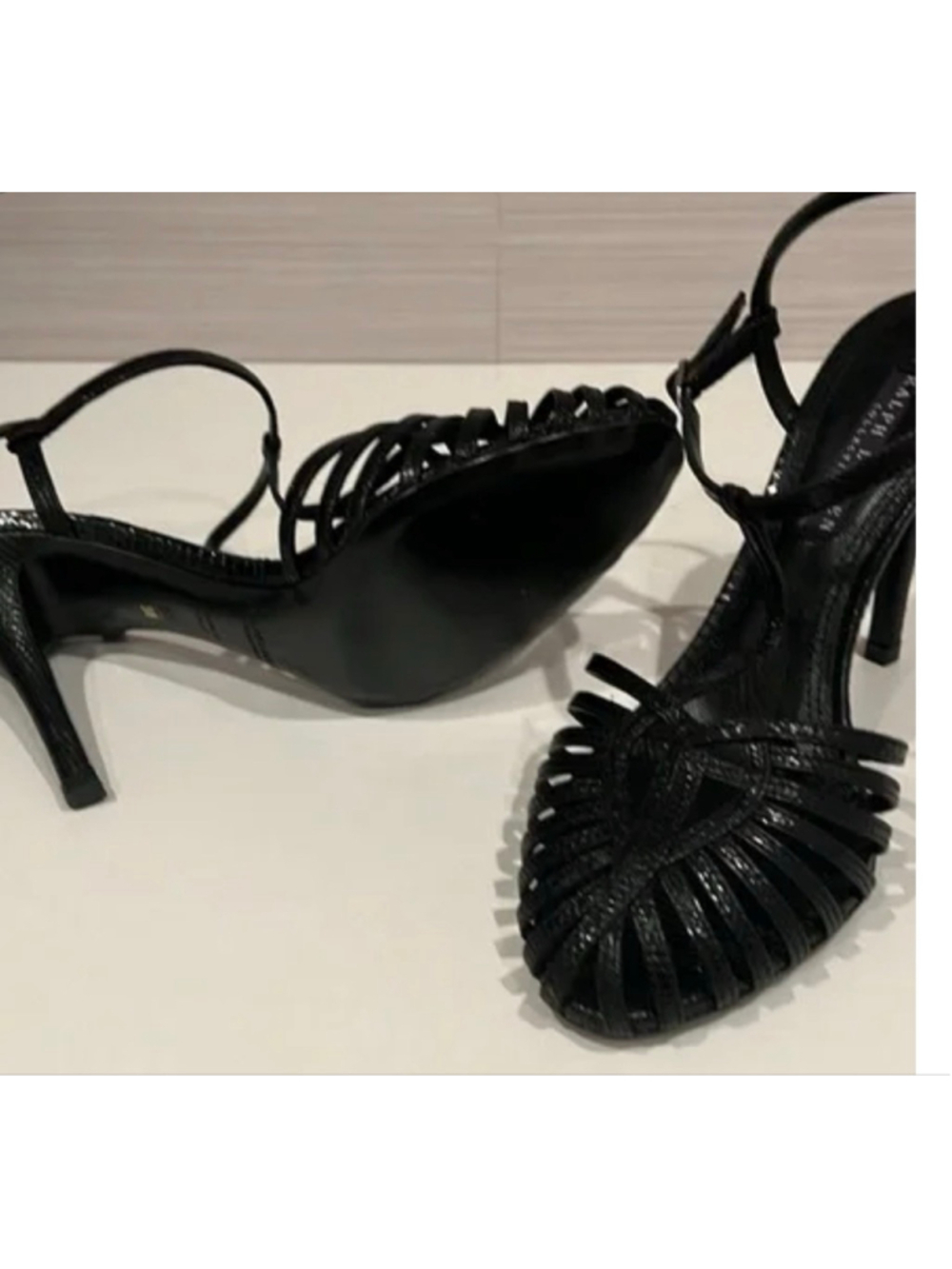 Ralph Lauren Purple Label Black Lizard Belizia Heels Size 8/38 - Picture 3 of 5